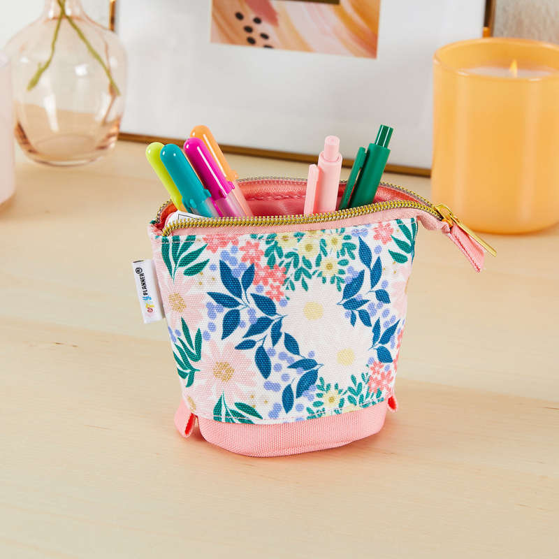 Springtime Flora Small Standing Zip Pen Pouch