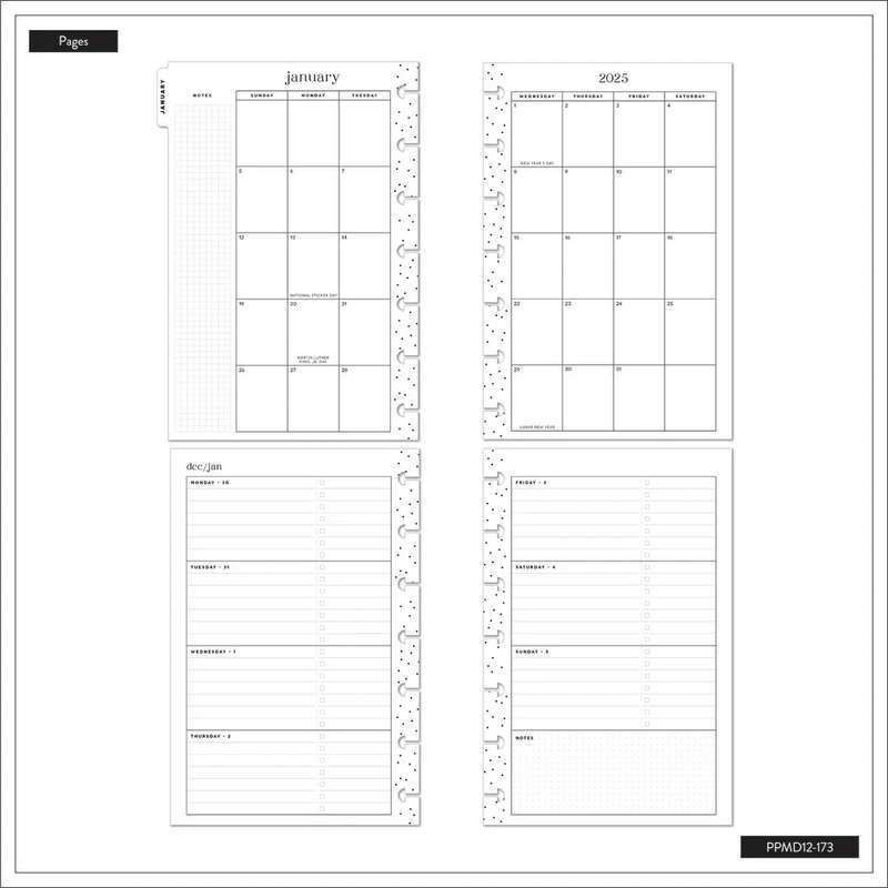 2025 Folk & Flora Happy Planner  Mini Horizontal Layout  12 Months