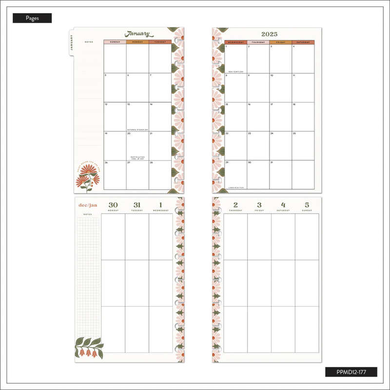 2025 Desert Rose Happy Planner  Mini Vertical Layout  12 Months