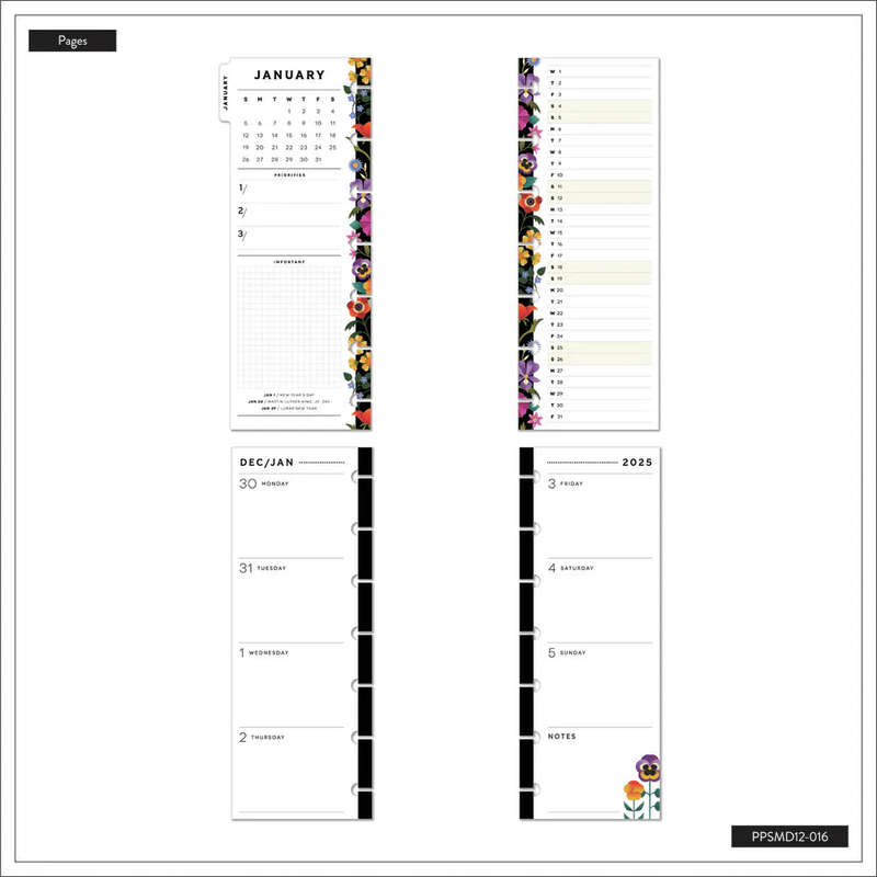 2025 Radiant Garden Happy Planner  Skinny Mini Horizontal Layout  12 Months