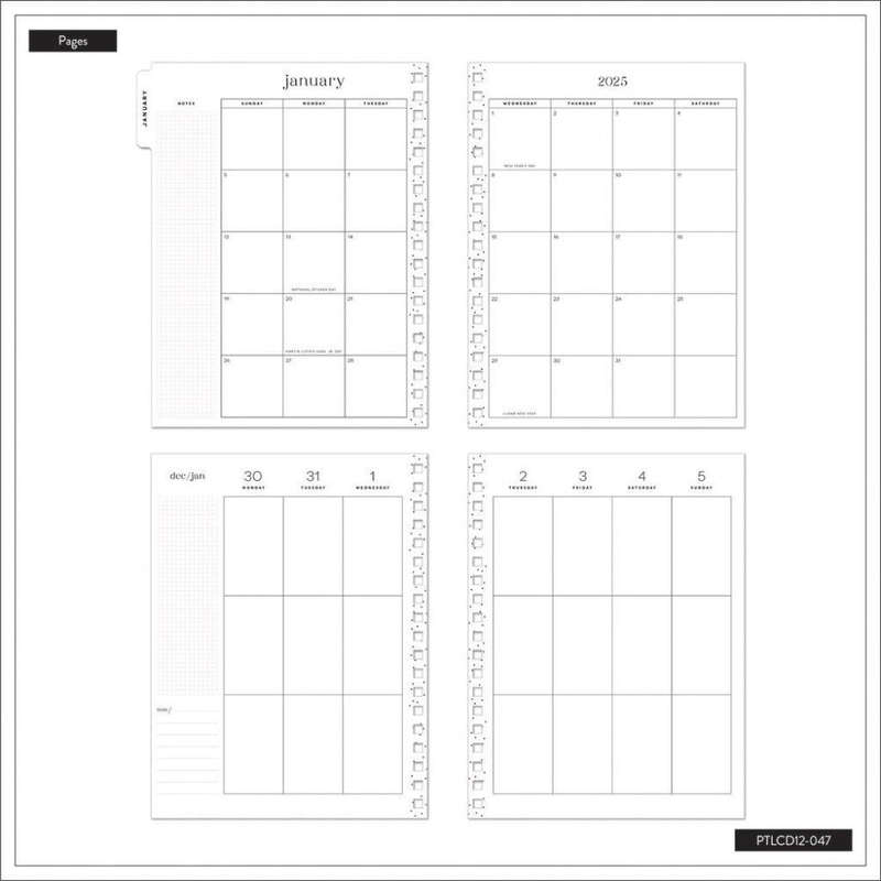 2025 Sunny Oasis Spiral Planner  Classic Vertical Layout  12 Months