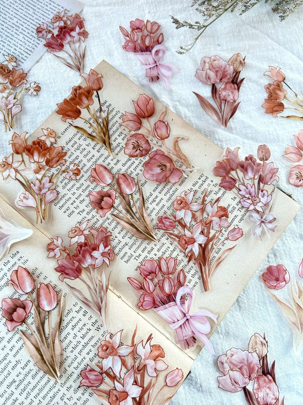 Large Die-Cut Pink Hue Flower Stickers
