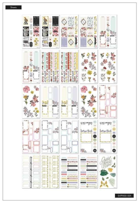 Mega Value Pack Stickers - Flowers & Notes - 100 Sheets