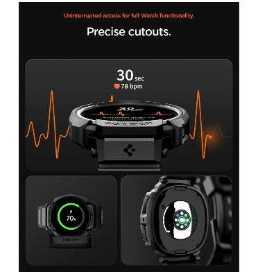SAMSUNG GALAXY WATCH 8 PREMIUM RUGGED ARMOR PRO CASE 44MM WITH TPU STRAP BLACK | SPIGEN