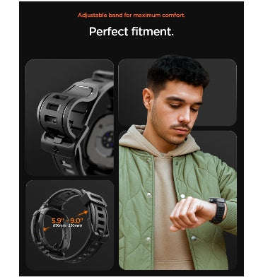 SAMSUNG GALAXY WATCH 8 PREMIUM RUGGED ARMOR PRO CASE 46MM WITH TPU STRAP BLACK | SPIGEN