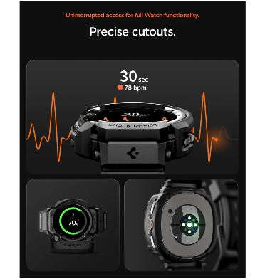 SAMSUNG GALAXY WATCH 8 PREMIUM RUGGED ARMOR PRO CASE 46MM WITH TPU STRAP BLACK | SPIGEN