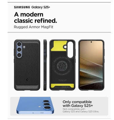 SAMSUNG GALAXY S25+ PREMIUM RUGGED ARMOR MAGSAFE CASE BLACK | SPIGEN