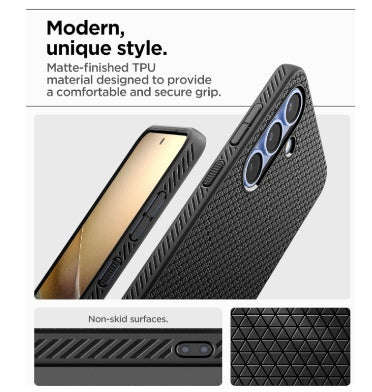 SAMSUNG GALAXY S25+ PREMIUM SLIM LIQUID AIR CASE MATTE BLACK | SPIGEN
