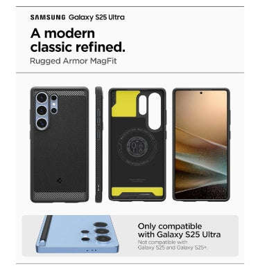 SAMSUNG GALAXY S25 ULTRA PREMIUM RUGGED ARMOR MAGSAFE CASE BLACK | SPIGEN