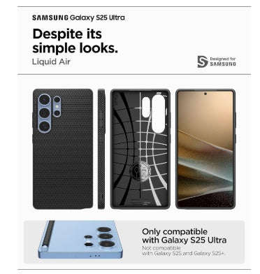 SAMSUNG GALAXY S25 ULTRA PREMIUM SLIM LIQUID AIR CASE MATTE BLACK | SPIGEN