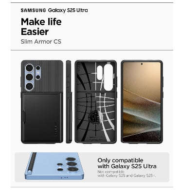 SAMSUNG GALAXY S25 ULTRA PREMIUM SLIM ARMOR CARD CASE BLACK | SPIGEN