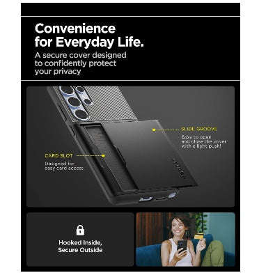 SAMSUNG GALAXY S25 ULTRA PREMIUM SLIM ARMOR CARD CASE BLACK | SPIGEN