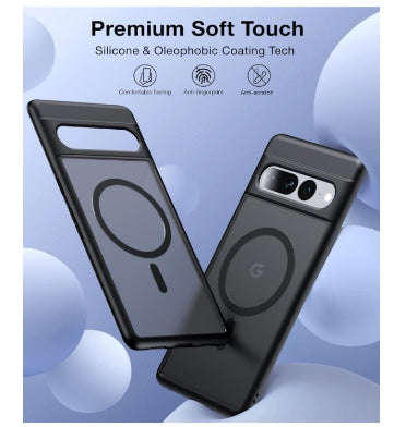GOOGLE PIXEL 7 PRO PREMIUM SLIM MAGSAFE TRANSLUCENT BUMPER CASE MATTE BLACK