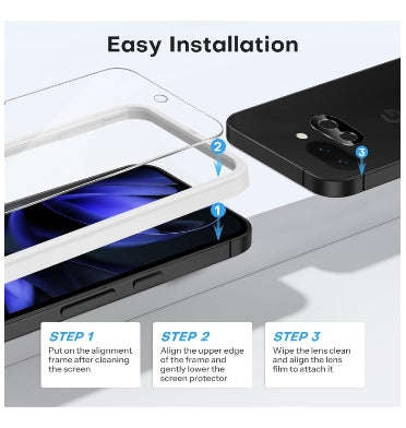 GOOGLE PIXEL 9A PREMIUM TEMPERED GLASS SCREEN AND CAMERA LENS PROTECTOR 5PK | OMOTON