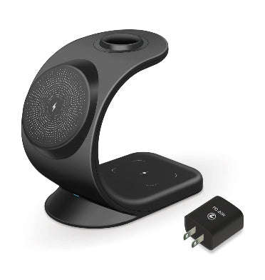 NELUXFE 3-IN-1 MAGSAFE MAGNETIC WIRELESS CHARGING STATION BLACK