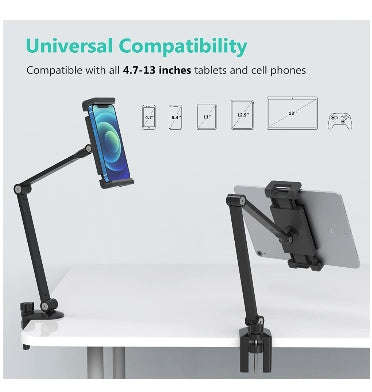 UNIVERSAL MULTI-ANGLE ADJUSTABLE LONG ARM TABLET DESK MOUNT STAND HOLDER | INIFISPCE