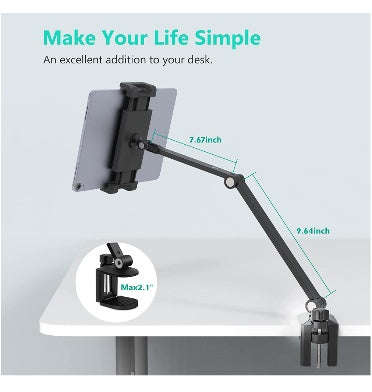 UNIVERSAL MULTI-ANGLE ADJUSTABLE LONG ARM TABLET DESK MOUNT STAND HOLDER | INIFISPCE