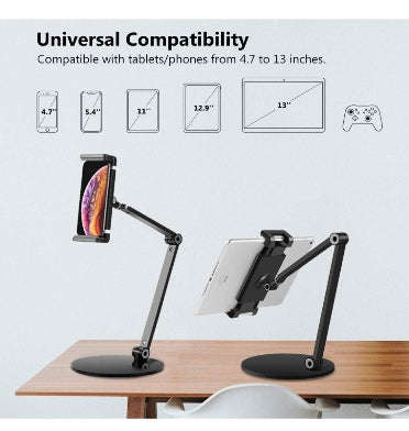 UNIVERSAL MULTI-ANGLE ADJUSTABLE LONG ARM TABLET DESKTOP STAND HOLDER BLACK | INIFISPCE