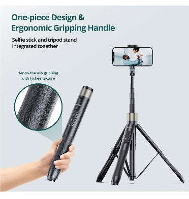 ATUMTEK TRIPOD SELFIE STICK 65" WITH BLUETOOTH REMOTE BLACK