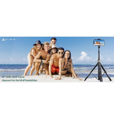 ATUMTEK TRIPOD SELFIE STICK 65" WITH BLUETOOTH REMOTE BLACK