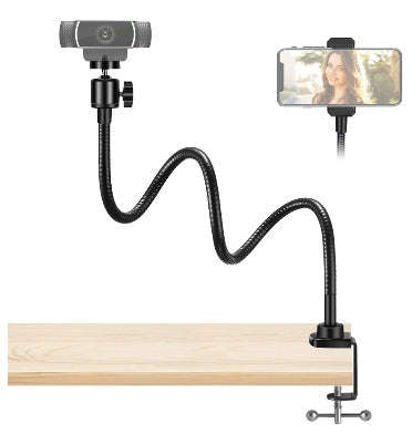 GOOSENECK FLEXIBLE ARM WEBCAM / PHONE ADJUSTABLE CLAMP MOUNT BLACK | INNOGEAR