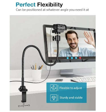 GOOSENECK FLEXIBLE ARM WEBCAM / PHONE ADJUSTABLE CLAMP MOUNT BLACK | INNOGEAR