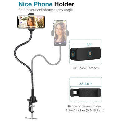 GOOSENECK FLEXIBLE ARM WEBCAM / PHONE ADJUSTABLE CLAMP MOUNT BLACK | INNOGEAR