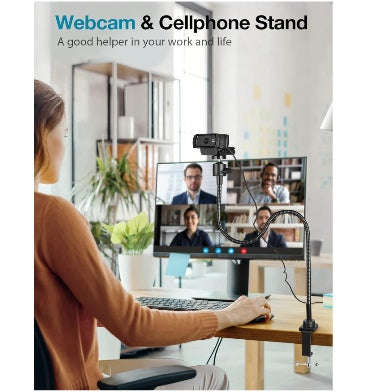 GOOSENECK FLEXIBLE ARM WEBCAM / PHONE ADJUSTABLE CLAMP MOUNT BLACK | INNOGEAR