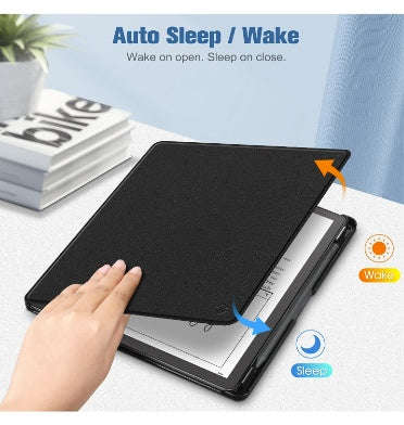 AMAZON KINDLE SCRIBE 10.2" (2022/2024) PREMIUM PROTECTIVE SLIM PU LEATHER FOLIO COVER W/PEN HOLDE...