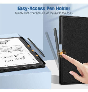 AMAZON KINDLE SCRIBE 10.2" (2022/2024) PREMIUM PROTECTIVE SLIM PU LEATHER FOLIO COVER W/PEN HOLDE...