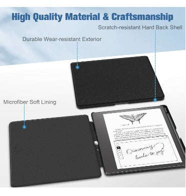 AMAZON KINDLE SCRIBE 10.2" (2022/2024) PREMIUM PROTECTIVE SLIM PU LEATHER FOLIO COVER W/PEN HOLDE...