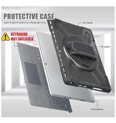 MICROSOFT SURFACE PRO 10 RUGGED HEAVY DUTY CASE WITH HAND STRAP BLACK