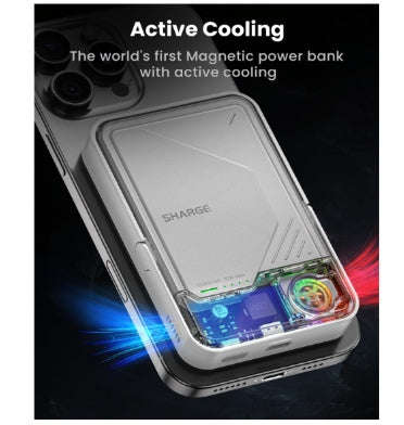 SHARGE ICEMAG2 MAGSAFE 10000MAH 15W QI2 POWERBANK WITH ACTIVE COOLING AND FOLDABLE STAND