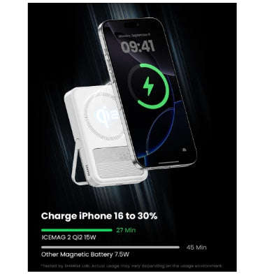 SHARGE ICEMAG2 MAGSAFE 10000MAH 15W QI2 POWERBANK WITH ACTIVE COOLING AND FOLDABLE STAND