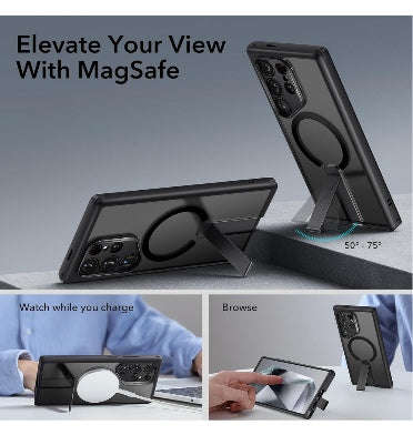 SAMSUNG GALAXY S24 ULTRA PREMIUM MAGSAFE KICKSTAND CASE FROSTED BLACK | ESR