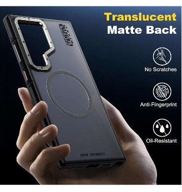 SAMSUNG GALAXY S24 ULTRA PREMIUM SLIM RUGGED MAGSAFE CASE CLEAR FROSTED BLACK | WLONS