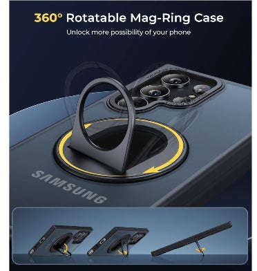 SAMSUNG GALAXY S24 ULTRA PREMIUM SLIM MAGSAFE ROTATABLE KICKSTAND RING CASE BLACK | HUMIXX