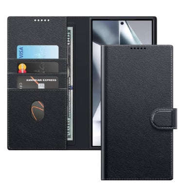 SAMSUNG GALAXY S24 ULTRA PREMIUM FOLIO WALLET CASE BLACK | JETECH