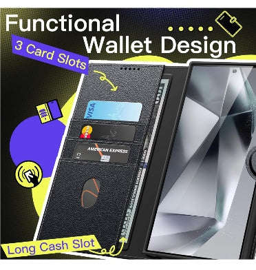 SAMSUNG GALAXY S24 ULTRA PREMIUM FOLIO WALLET CASE BLACK | JETECH