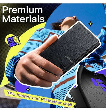 SAMSUNG GALAXY S24 ULTRA PREMIUM FOLIO WALLET CASE BLACK | JETECH