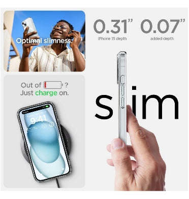 IPHONE 15 PREMIUM ULTRA HYBRID MAGFIT CRYSTAL CASE CLEAR/WHITE | SPIGEN
