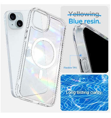 IPHONE 15 PLUS PREMIUM ULTRA HYBRID MAGFIT CRYSTAL CASE CLEAR/WHITE | SPIGEN