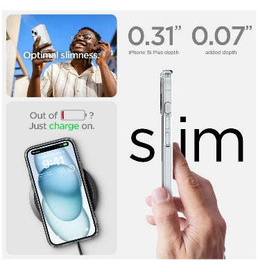 IPHONE 15 PLUS PREMIUM ULTRA HYBRID MAGFIT CRYSTAL CASE CLEAR/WHITE | SPIGEN