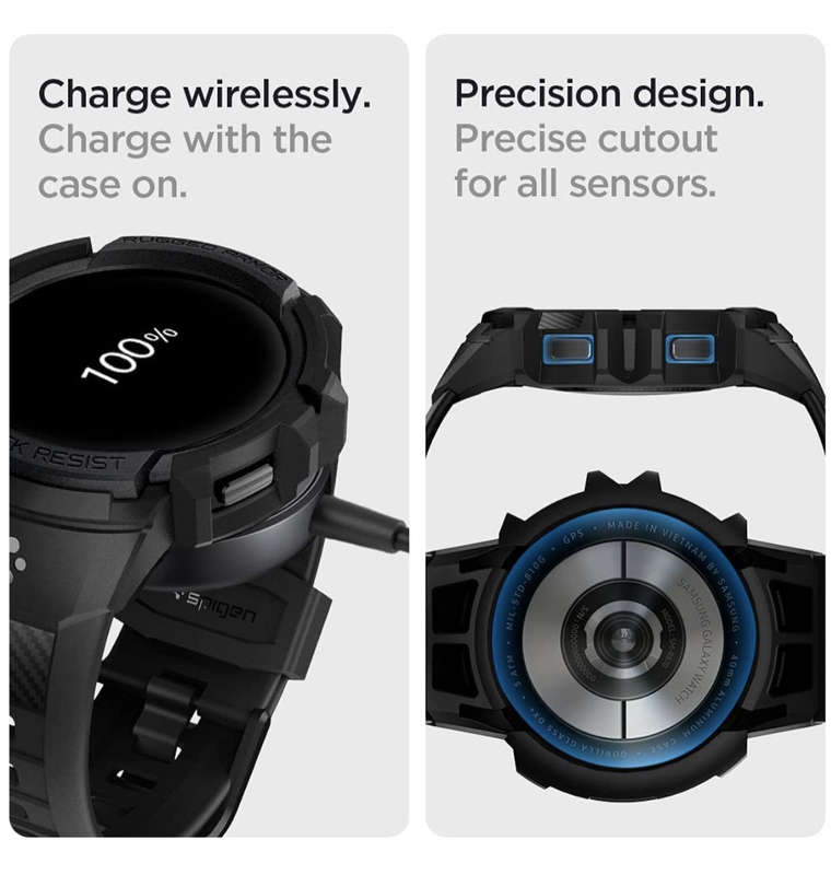 SAMSUNG GALAXY WATCH 4 PREMIUM RUGGED ARMOR PRO CASE 44MM BLACK | SPIGEN