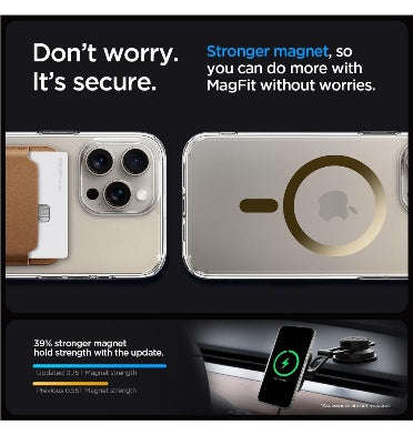 IPHONE 15 PRO MAX PREMIUM ULTRA HYBRID MAGFIT CRYSTAL CASE CLEAR/GOLD | SPIGEN
