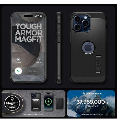 IPHONE 15 PRO MAX PREMIUM TOUGH ARMOR MAGFIT CASE BLACK | SPIGEN