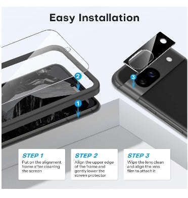 GOOGLE PIXEL 8A PREMIUM TEMPERED GLASS SCREEN AND CAMERA LENS PROTECTOR 5PK | OMOTON