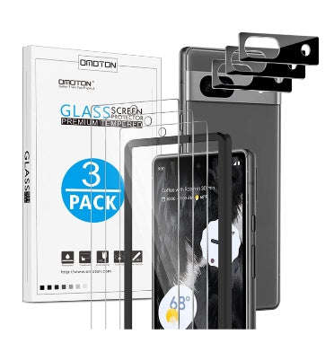 GOOGLE PIXEL 7A PREMIUM TEMPERED GLASS SCREEN AND CAMERA LENS PROTECTOR 6PK | OMOTON