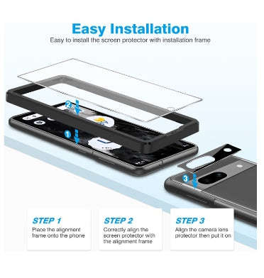 GOOGLE PIXEL 7A PREMIUM TEMPERED GLASS SCREEN AND CAMERA LENS PROTECTOR 6PK | OMOTON