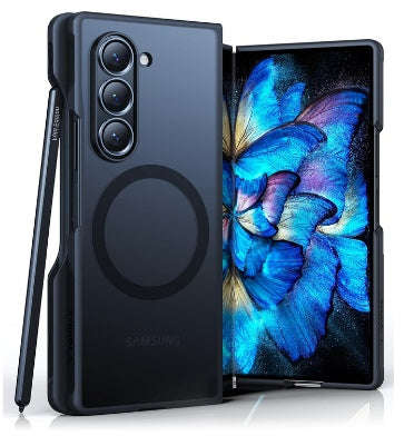 SAMSUNG GALAXY Z FOLD 6 PREMIUM MAGSAFE SLIM TRANSLUCENT BUMPER CASE WITH PEN HOLDER BLACK/CLEAR
